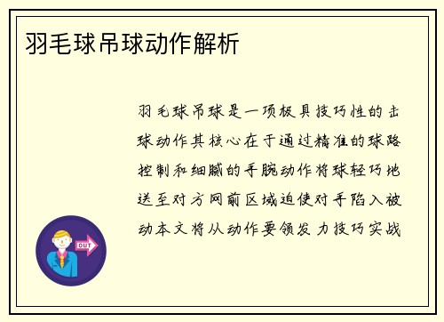 羽毛球吊球动作解析